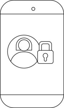 teléfono inteligente monitor perfil icono con bloquear sugerencia intimidad o cuenta seguridad vector