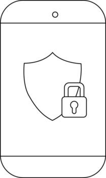 Smartphone with a security shield and padlock on the screen vector