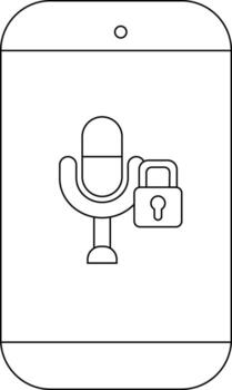 teléfono inteligente con micrófono y bloquear íconos desplegado en el pantalla vector