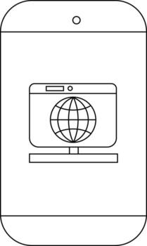 un teléfono con un computadora demostración un globo en sus pantalla vector