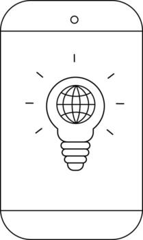 A smartphone displaying a lightbulb with a globe inside symbolizing a global idea or innovation vector