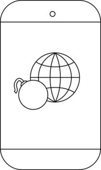 Cellphone displaying globe and bomb vector