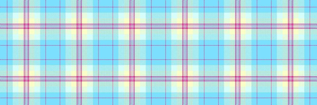 anuncio tartán modelo tela, presente textura cheque tartán. Hora de verano textil antecedentes sin costura en cian y ligero colores. vector