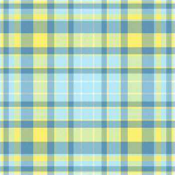Volume seamless background texture, structure check textile tartan. Mat pattern plaid fabric in cyan and yellow colors. vector