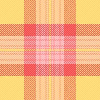Curve check fabric, international pattern texture background. Scratched textile tartan plaid seamless in yellow and amber colors. vector