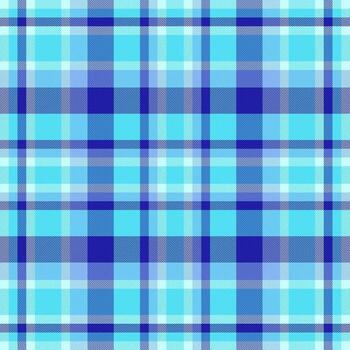 Place texture pattern background, coloured check plaid fabric. Setting seamless textile tartan in cyan and indigo colors. vector