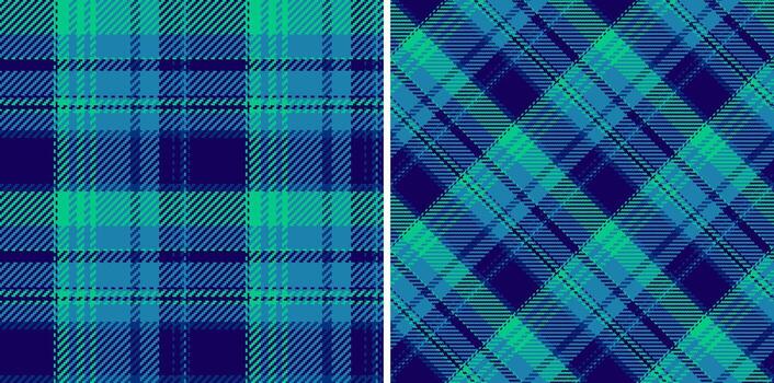 Fabric pattern background of check textile with a plaid seamless texture tartan. Set in sea colors. Fashion with geometric unique identity. vector