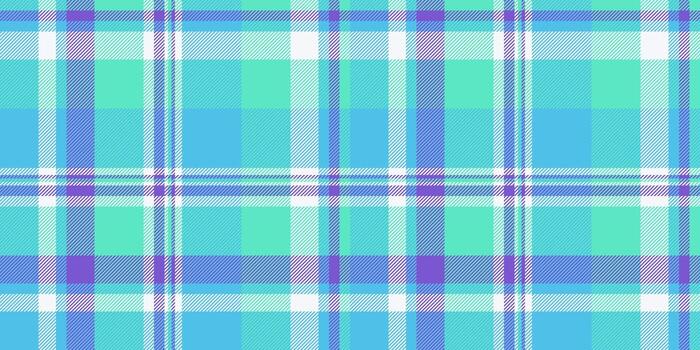 Diagonal pattern textile fabric, folklore seamless texture plaid. Twill background tartan check in cyan and teal colors. vector