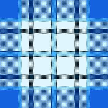 Pixelated plaid design in cool blue tones. Versatile background for graphic design, web templates, and textile patterns. Creates a modern, geometric texture. vector