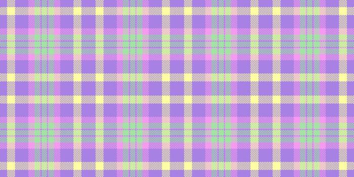 Pano seamless check texture, vogue textile pattern fabric. Art plaid background tartan in violet and lime colors. vector
