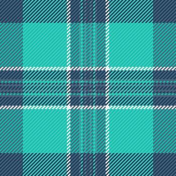 Flannel texture seamless pattern, adorable fabric check. Repeating tartan textile plaid background in teal and cyan colors. vector