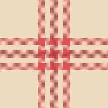 Subtle seamless check texture, fall fabric tartan. Shape background textile plaid pattern in red and light colors. vector