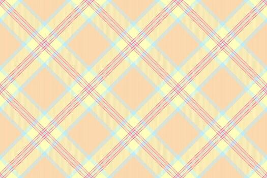 Open plaid fabric background, stylish pattern check. Elegance seamless tartan texture textile in light and peach puff colors. vector