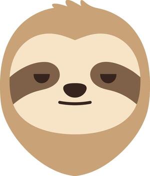 Flat Design Minimalist Style Sloth Face Expression Icon Illustration Graphic vector