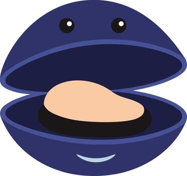 sencillo plano estilo abierto almeja con perla dentro personaje ilustración vector