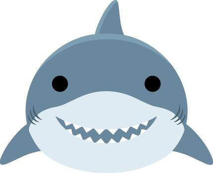 Simple Flat Style Smiling Shark Character Isolated on White Background vector