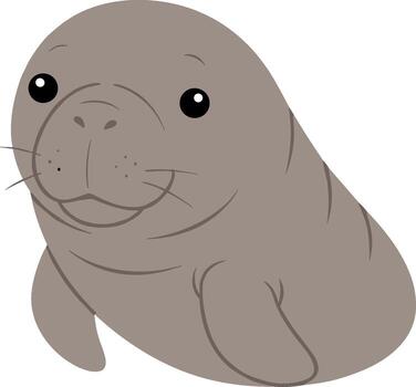 Flat Style Adorable Monk Seal Character Illustration with Simple Detail Design vector