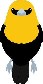 plano estilo dorado Tangara pájaro frente a adelante con sencillo diseño elementos vector