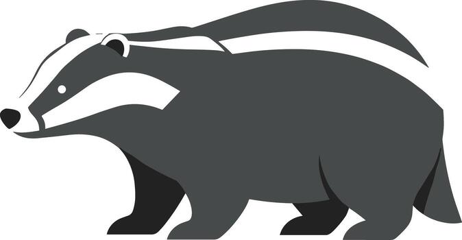 Flat Style Simple Badger Standing Profile Side View Illustration Icon vector