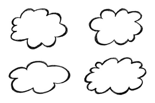 Set of hand drawn speech bubble Blank empty message box Textbox frame for banners, price tags, stickers, design talk doodle balloon vector