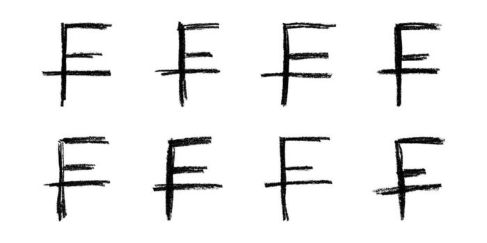 Scribble Payment Set of hand drawn swiss franc currency symbol. Brush stroke doodle. Single element for design vector