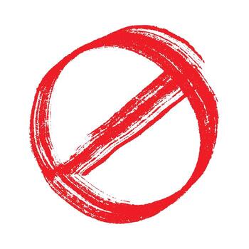 Hand drawn prohibition sign No entry symbol Red circle with cross line clipart in doodle style Ban Restriction Forbidden stop Single element for print, web, design entry vector