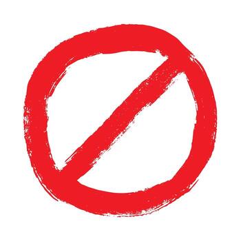 ban Hand drawn prohibition sign No entry symbol Red circle with cross line clipart in doodle style Ban Restriction Forbidden stop Single element for print, web, design vector