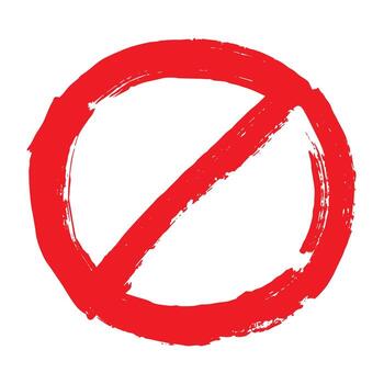 Hand drawn prohibition sign No entry symbol Red circle with cross line clipart in doodle style Ban Restriction Forbidden stop Single element for print, web, design stop vector