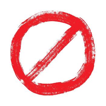 stop Hand drawn prohibition sign No entry symbol Red circle with cross line clipart in doodle style Ban Restriction Forbidden stop Single element for print, web, design vector