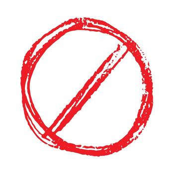 danger Hand drawn prohibition sign No entry symbol Red circle with cross line clipart in doodle style Ban Restriction Forbidden stop Single element for print, web, design vector