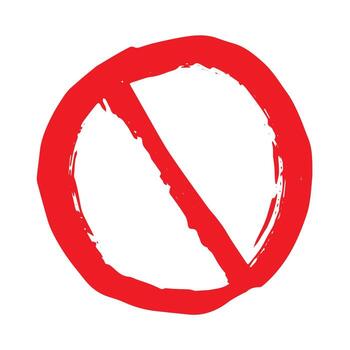 caution Hand drawn prohibition sign No entry symbol Red circle with cross line clipart in doodle style Ban Restriction Forbidden stop Single element for print, web, design vector