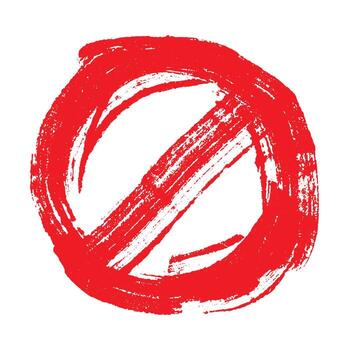 Hand drawn prohibition sign No entry symbol Red circle with cross line clipart in doodle style Ban Restriction Forbidden stop Single element for print, web, design caution vector