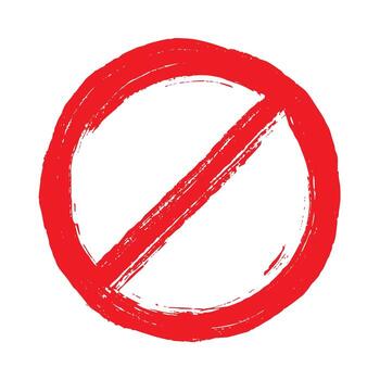 road Hand drawn prohibition sign No entry symbol Red circle with cross line clipart in doodle style Ban Restriction Forbidden stop Single element for print, web, design vector