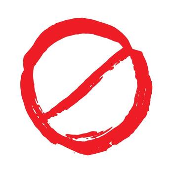 Hand drawn prohibition sign No entry symbol Red circle with cross line clipart in doodle style Ban Restriction Forbidden stop Single element for print, web, design safety vector