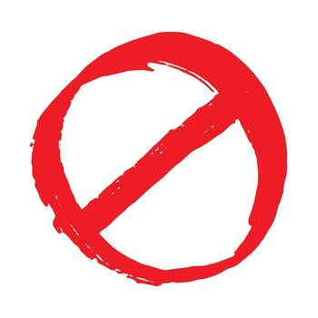safety Hand drawn prohibition sign No entry symbol Red circle with cross line clipart in doodle style Ban Restriction Forbidden stop Single element for print, web, design vector