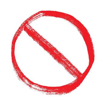 attention Hand drawn prohibition sign No entry symbol Red circle with cross line clipart in doodle style Ban Restriction Forbidden stop Single element for print, web, design vector