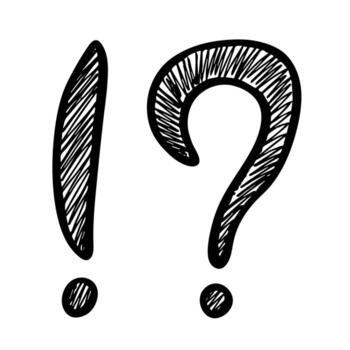 Hand drawn exclamation mark and question mark clipart Single element for design warning risk vector