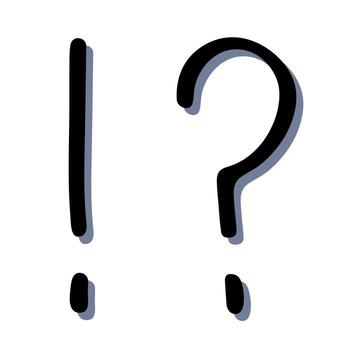 warning closeup Hand drawn exclamation mark and question mark clipart Single element for design vector