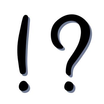 warning danger Hand drawn exclamation mark and question mark clipart Single element for design vector