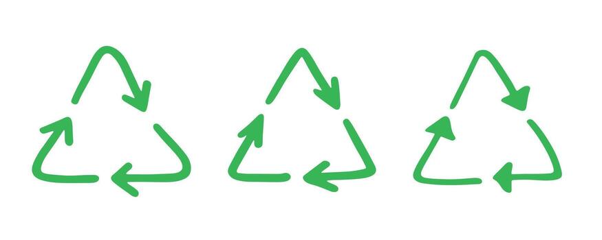 ecological environment Set of hand drawn recycle arrow icon Recycling resources symbol Reuse of materials, zero waste, green environment, saving the planet vector