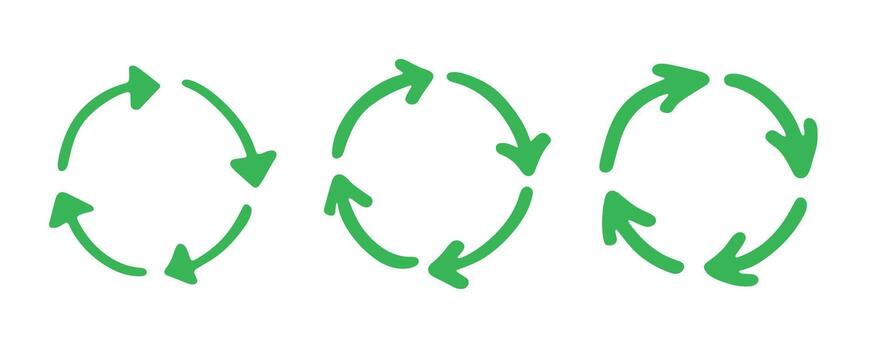 pollution emblem Set of hand drawn recycle arrow icon Recycling resources symbol Reuse of materials, zero waste, green environment, saving the planet vector