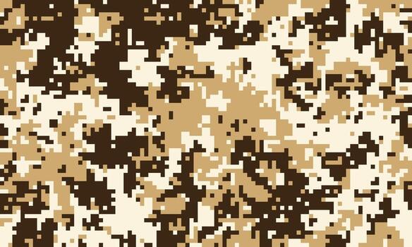 resumen digital camuflaje modelo en Desierto tonos Perfecto para antecedentes, textiles, o temática militar diseños el pixelado textura crea un sentido de ocultación y misterio. vector