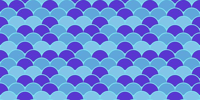 Seamless pattern of overlapping scales in calming blue and purple hues. Perfect for backgrounds, textiles, or website design evoking serenity, ocean depths, or mystical fantasy. vector