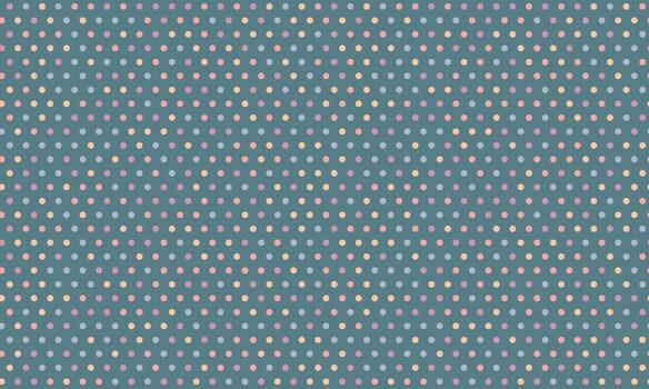 Delightful pastel polka dot pattern on a muted blue background. Perfect for textile design, website backgrounds, or playful branding. vector