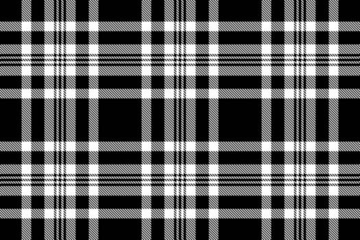 Classic black and white plaid pattern. Timeless textile design for backgrounds, apparel, and graphic projects. Versatile for traditional or modern applications. vector