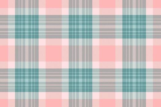 Pastel plaid pattern. A gentle blend of pink and teal creates a harmonious textile design. Ideal for backgrounds, fabrics, or design projects needing a soft, classic touch. vector