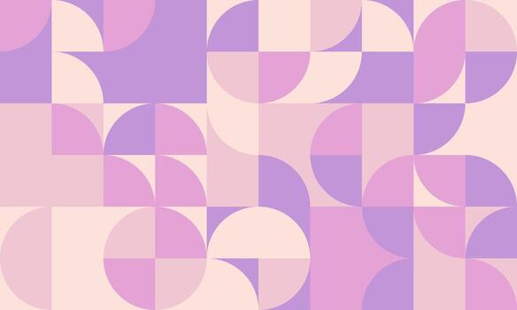 Abstract geometric pastel background. Modern, stylish design featuring circles and squares in soft purple and beige hues. Ideal for website banners, social media, or print projects. vector