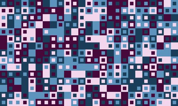 Abstract geometric pattern with square blocks in cool and warm tones. Ideal for website backgrounds, textiles, and modern design projects. Creates a sense of movement and visual intrigue. vector
