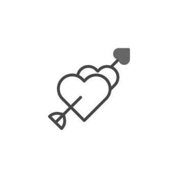 A minimalist depiction of affectionate hearts pierced by arrow symbolic of connection with vector