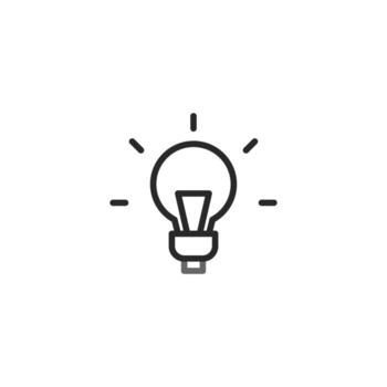 A simple line drawing illustration of a light bulb showcasing idea generation and invention vector